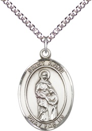 [7374SS/24SS] Sterling Silver Saint Anne Pendant on a 24 inch Sterling Silver Heavy Curb chain