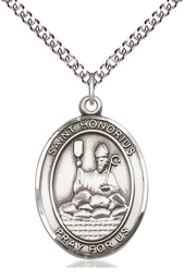 [7376SS/24SS] Sterling Silver Saint Honorius Pendant on a 24 inch Sterling Silver Heavy Curb chain