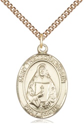 [7382GF/24GF] 14kt Gold Filled Saint Theodora Pendant on a 24 inch Gold Filled Heavy Curb chain