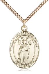 [7384GF/24GF] 14kt Gold Filled Saint Ivo Pendant on a 24 inch Gold Filled Heavy Curb chain