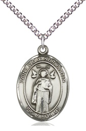 [7384SS/24SS] Sterling Silver Saint Ivo Pendant on a 24 inch Sterling Silver Heavy Curb chain
