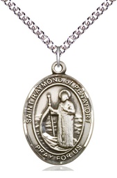 [7385SS/24SS] Sterling Silver Saint Raymond of Penafort Pendant on a 24 inch Sterling Silver Heavy Curb chain
