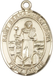 [7387GF] 14kt Gold Filled Saint Bernadine of Sienna Medal