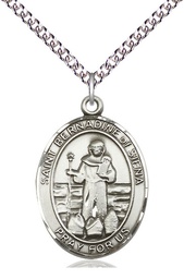 [7387SS/24SS] Sterling Silver Saint Bernadine of Sienna Pendant on a 24 inch Sterling Silver Heavy Curb chain