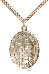 [7392GF/24GF] 14kt Gold Filled Saint Jacob of Nisibis Pendant on a 24 inch Gold Filled Heavy Curb chain