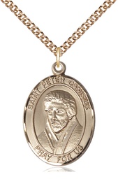 [7393GF/24GF] 14kt Gold Filled Saint Peter Canisius Pendant on a 24 inch Gold Filled Heavy Curb chain