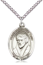 [7393SS/24SS] Sterling Silver Saint Peter Canisius Pendant on a 24 inch Sterling Silver Heavy Curb chain
