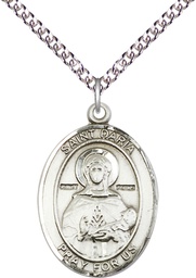 [7396SS/24SS] Sterling Silver Saint Daria Pendant on a 24 inch Sterling Silver Heavy Curb chain