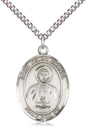 [7397SS/24SS] Sterling Silver Saint Peter Chanel Pendant on a 24 inch Sterling Silver Heavy Curb chain