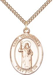 [7399GF/24GF] 14kt Gold Filled Saint Columbkille Pendant on a 24 inch Gold Filled Heavy Curb chain
