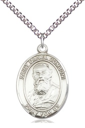 [7400SS/24SS] Sterling Silver Saint Daniel Comboni Pendant on a 24 inch Sterling Silver Heavy Curb chain
