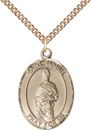 [7402GF/24GF] 14kt Gold Filled Saint Eligius Pendant on a 24 inch Gold Filled Heavy Curb chain
