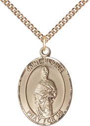 [7402GF/24GF] 14kt Gold Filled Saint Eligius Pendant on a 24 inch Gold Filled Heavy Curb chain