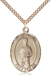 [7402GF/24GF] 14kt Gold Filled Saint Eligius Pendant on a 24 inch Gold Filled Heavy Curb chain