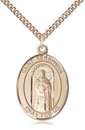[7405GF/24GF] 14kt Gold Filled Saint Seraphina Pendant on a 24 inch Gold Filled Heavy Curb chain