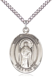 [7405SS/24SS] Sterling Silver Saint Seraphina Pendant on a 24 inch Sterling Silver Heavy Curb chain