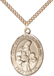 [7407GF/24GF] 14kt Gold Filled Saint Margaret of Scotland Pendant on a 24 inch Gold Filled Heavy Curb chain