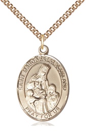 [7407GF/24GF] 14kt Gold Filled Saint Margaret of Scotland Pendant on a 24 inch Gold Filled Heavy Curb chain