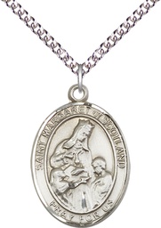 [7407SS/24SS] Sterling Silver Saint Margaret of Scotland Pendant on a 24 inch Sterling Silver Heavy Curb chain