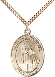 [7409GF/24GF] 14kt Gold Filled Saint Jeanne Jugan Pendant on a 24 inch Gold Filled Heavy Curb chain