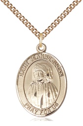 [7409GF/24GF] 14kt Gold Filled Saint Jeanne Jugan Pendant on a 24 inch Gold Filled Heavy Curb chain