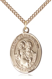 [7410GF/24GF] 14kt Gold Filled Saint Peter St Paul Pendant on a 24 inch Gold Filled Heavy Curb chain