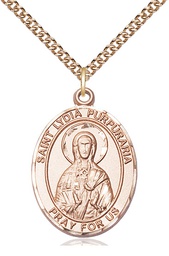 [7411GF/24GF] 14kt Gold Filled Saint Lydia Purpuraria Pendant on a 24 inch Gold Filled Heavy Curb chain