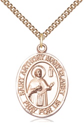 [7416GF/24GF] 14kt Gold Filled Saint Anthony Mary Claret Pendant on a 24 inch Gold Filled Heavy Curb chain