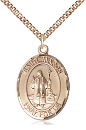 [7417GF/24GF] 14kt Gold Filled Saint Maron Pendant on a 24 inch Gold Filled Heavy Curb chain