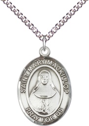 [7425SS/24SS] Sterling Silver Saint Mary Mackillop Pendant on a 24 inch Sterling Silver Heavy Curb chain