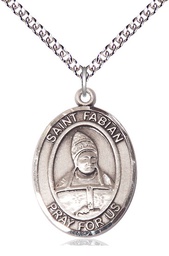 [7427SS/24SS] Sterling Silver Saint Fabian Pendant on a 24 inch Sterling Silver Heavy Curb chain