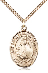 [7428GF/24GF] 14kt Gold Filled Saint Maria Bertilla Boscardin Pendant on a 24 inch Gold Filled Heavy Curb chain