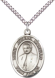 [7430SS/24SS] Sterling Silver Saint Joseph Marello Pendant on a 24 inch Sterling Silver Heavy Curb chain