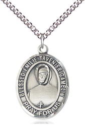 [7437SS/24SS] Sterling Silver Blessed Emilie Tavernier Gamelin Pendant on a 24 inch Sterling Silver Heavy Curb chain