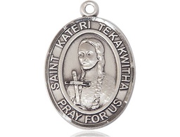 [7438SS] Sterling Silver Saint Kateri Tekakwitha Medal