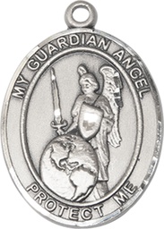 [7441SS] Sterling Silver Guardian Angel of the World Medal