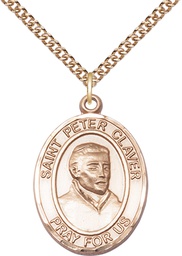 [7442GF/24GF] 14kt Gold Filled Saint Peter Claver Pendant on a 24 inch Gold Filled Heavy Curb chain