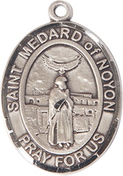 [7444SS] Sterling Silver Saint Medard of Noyon Medal