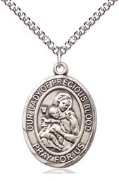 [7448SS/24SS] Sterling Silver Our Lady of the Precious Blood Pendant on a 24 inch Sterling Silver Heavy Curb chain