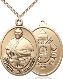 [7451GF/24GF] 14kt Gold Filled Pope Francis Pendant on a 24 inch Gold Filled Heavy Curb chain