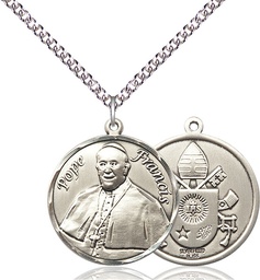 [7451RDSS/24SS] Sterling Silver Pope Francis Pendant on a 24 inch Sterling Silver Heavy Curb chain
