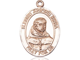 [7454KT] 14kt Gold Saint Junipero Serra Medal