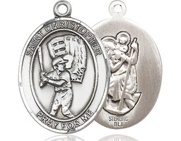 [7500SS] Sterling Silver Saint Christopher Baseball Medal