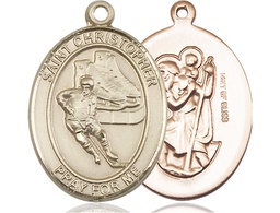 [7504GF] 14kt Gold Filled Saint Christopher Hockey Medal