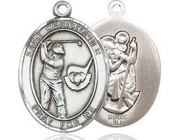 [7506SS] Sterling Silver Saint Christopher Golf Medal