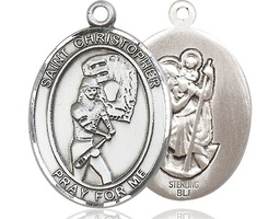 [7507SS] Sterling Silver Saint Christopher Softball Medal