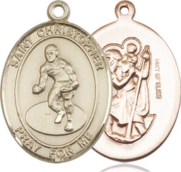 [7508GF] 14kt Gold Filled Saint Christopher Wrestling Medal