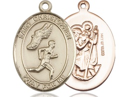 [7509GF] 14kt Gold Filled Saint Christopher Track&amp;Field Medal