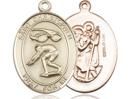 [7511GF] 14kt Gold Filled Saint Christopher Swimming Medal