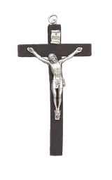 [FM10] Small 4" Wood Crucifix - Black- FM10